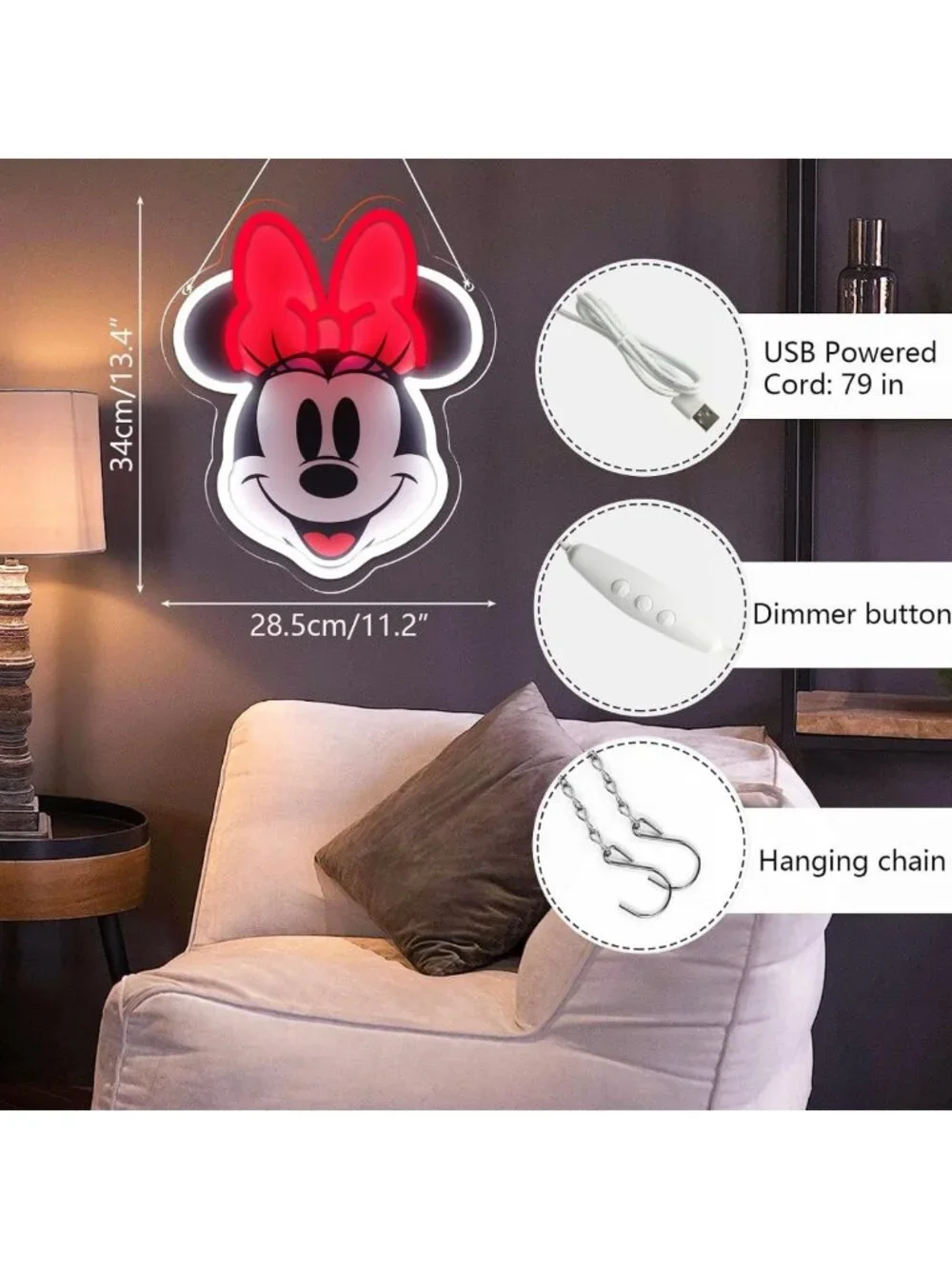 Dimmable Anime Neon Wall Sign - LED Light Up Decor for Kids Bedroom & Game Room